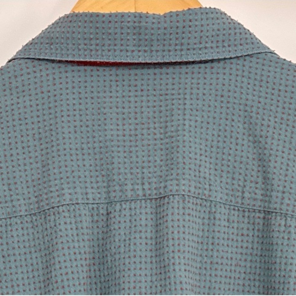 32 Bar Blues Shirt Mens XXL Blue Red Textured Waffle Knit Short Sleeve Button Up - Picture 3 of 7